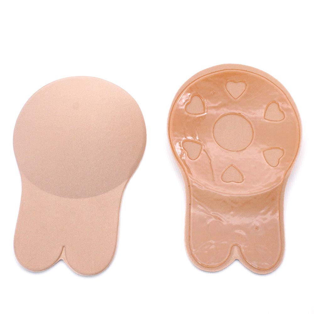 Women Breast Lift Nipplecovers Bra - Strapless Backless Invisible Breast Covers with Rabbit Ear Shape Wedding Dresses Bra Beige M