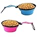 PERSUPER Collapsible Dog Bowl,2 pack Food Grade Silicone Foldable Expandable Dog Pet Bowl,Portable Travel Bowl with Carabiner,Durable Dog Water Bowl,Cat Dog Food Water Feeder Bowl,Blue&Pink