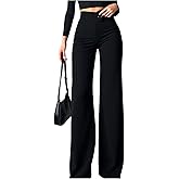 GORGLITTER Women's Wide Leg Dress Pants Dressy Casual Work High Waisted Straight Leg Office Slacks Pants
