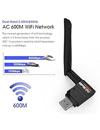 Adaptador inalámbrico a USB adaptador WiFi de largo alcance doble correa de 5 GHz para Desktop Laptop con Windows XP 7 8 10 Mac 10.6   10.13