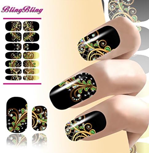 Flower Nail Art Sticker Water Decals Resin Black Dream Peacock Feathers Design For Nails Decorations Manicure Wraps