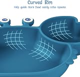 Vicloon Baby Suction Plate Dark Blue Silicone Non Slip Divided Plate view 4
