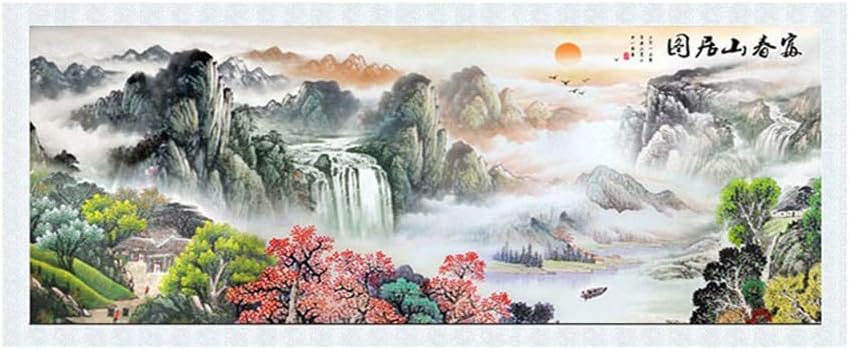 BNSDMM 5d Diamond Embroidered Full of Diamonds Mountain Trees Chinese Style Living Room Office Diamond Painting Gift Cross-Stitch Counted Kits (Size : 200x80cm)