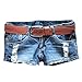 eshion Women's Punk Rock Wash Distressed American Flag Short Trousers