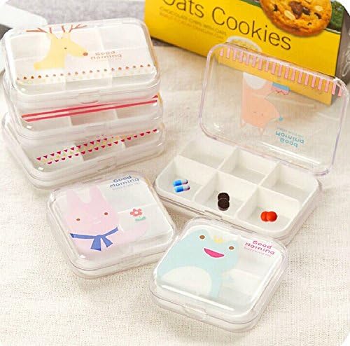(2 Pcs) 6 Slot& 4 Slot Medical Pill Box Mini Portable Medicine Box Sealing Small Kit Cute Kit (Random Color)