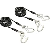 Blue Ox BX88196 Class III Safety Cable Kit | Tow Rating of 7,500 lbs | Coiled Safety Cables with S-Hooks | Plastic Coating to Prevent Scratching | Corrosion Free | Cable Extends to 7 Feet