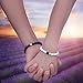 Exweup 2Pcs 8mm Bead Couples Bracelets for Women Men Yoga Lava Stone Long Distance Relationship Couple Bracelet