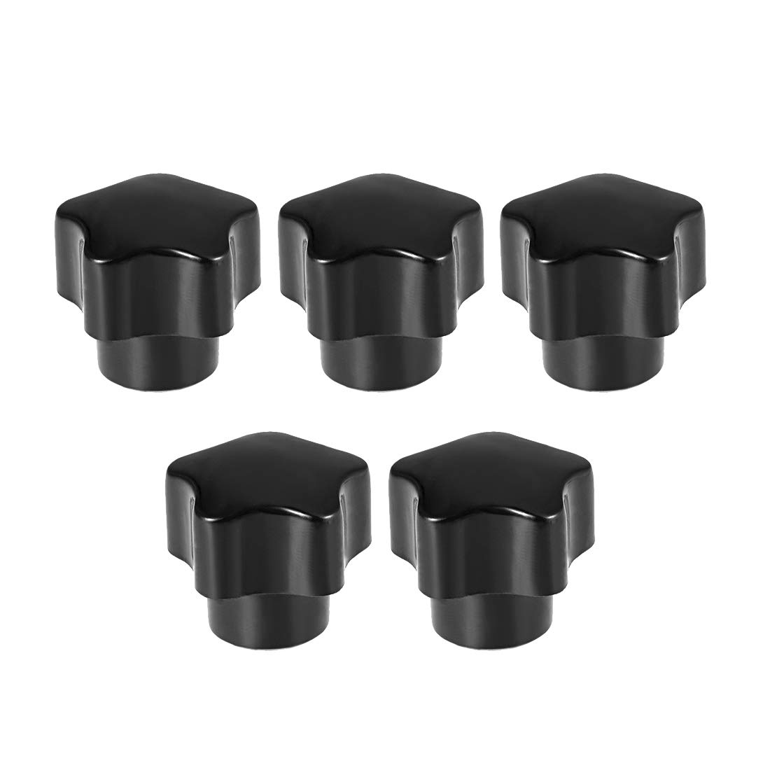 sourcing map M5 Nut Thread Clamping Knob, Black Plastic 5 Star Shape Knob Handle for Machine Tool, 5pcs