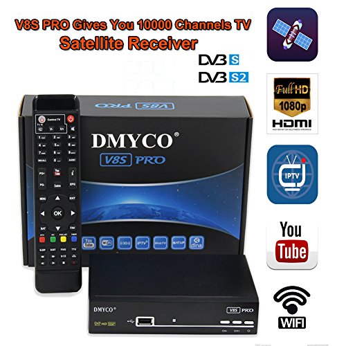 2018 Newest Full 1080P HD FTA Satellite TV Receiver V8S Pro Decoder Free to Air DVB-S2 TV Receptor Support FullÂ PowerVu, DRE &Biss key and USB WIFI to Network Sharing ( Send a WIFI Dongle for Gift)