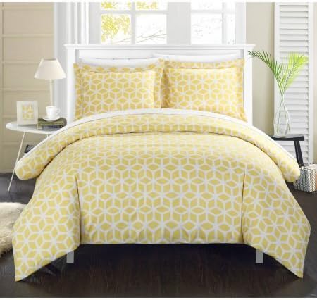 Lovey 3-Piece Bedding Duvet Cover Set Queen - Yellow