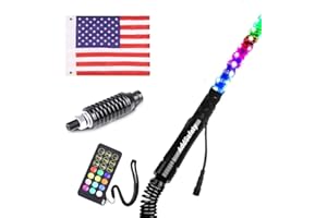 AddSafety 5FT RF Remote Control RGB LED Whips Light with Spring Bases Dancing/Chasing Lights (5FT-ONE, Remote)