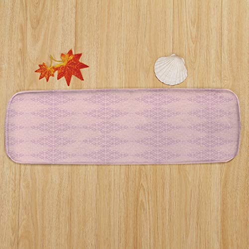 Damask Coral Fleece Stair Treads,Stair Tread Mats,Soft Colored Floral Pattern with Leaves Swirls Surreal Ornamental Design Medieval,(Set of 5) 8.6"x27.5"Peach Pink
