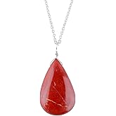 NJCRAFT Pear Natural Cabochon Necklace for Women | Handmade Gemstone Pendant | 8–14 mm Stone | Chain 16+2 Inch Adjustable