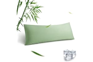 PARKDENY Body Pillowcase, Cooling Viscose from Bamboo Pillow Cover with Zipper Closure, Soft Moisture-Wicking for Hot Sleepers, Hair and Skin-Friendly, Green, 1 Pack