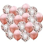 Rose Gold Balloons, Rose Gold Confetti Balloons 22 pack, 18 inch Pre filled Rose Gold Confetti Balloons for Bridal Shower Decorations, Birthday Party Decorations