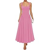 ZESICA Womens 2026 Summer Sleeveless Square Neck Sundress Casual Long Flowy A Line Beach Vacation Maxi Dresses