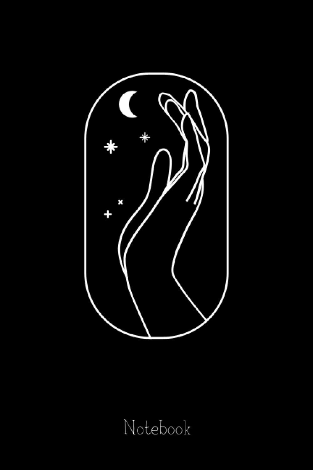 Moon Hand Black and White Notebook: Lined Notebook Journal