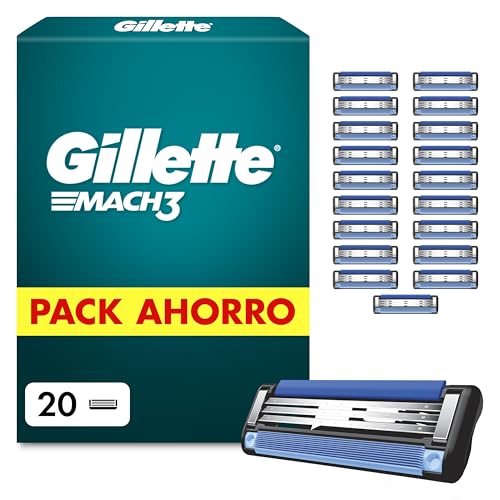 Mach3 Base Cuchillas de Afeitar Hombre, Pack de 20