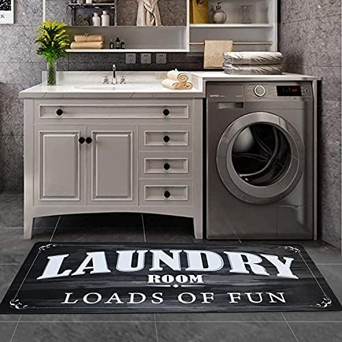 Abreeze Laundry Room Rug Farmhouse Black Laundry Room Mat Decor Runner 20"X48" Comfortable