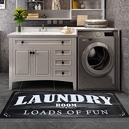 Abreeze Laundry Room Rug Farmhouse Black Laundry Room Mat Decor Runner