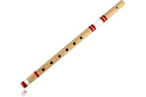 17 Inch Authentic Indian Wooden Bamboo Flute in 'G' Key Fipple Woodwind Musical Instrument Recorder Traditional Bansuri Handc
