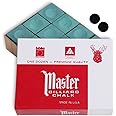 Master Chalk Billiard Pool Cue Chalk Premium Quality - 1 Dozen - Made in The USA + 2 pcs of Quality Billiard Pool Table Spots (Spruce)