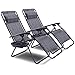 Goplus 2PC Zero Gravity Chairs Lounge Patio Folding Recliner Outdoor Yard Beach with Cup Holder (Gray)