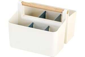 Vidifor Art Supply Organizers Caddy with Handle, Desk, Dorm Caddy, Shower, Cleaning, Makeup Caddy and Tote (White+Blue, Small)