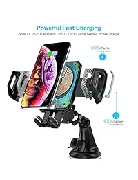 CHOETECH Cargador de coche inalámbrico, USB tipo C 7,5 W soporte de carga de coche inalámbrico compatible con iPhone XS Max XR X 8 Plus, 10 W carga inalámbrica rápida Samsung Galaxy S9 Note 9, 5 W para todos los Qi habilitados