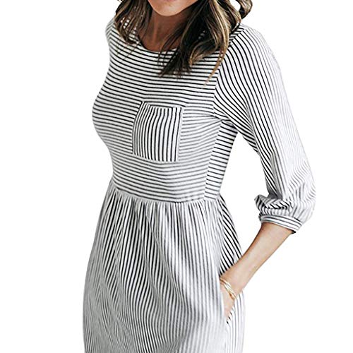 1 Stripped+Dresses+Half+Sleeved+Striped+Stitching