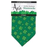 Aria Cotton Green Shamrocks Holiday Dog Bandanas, 22-Inch