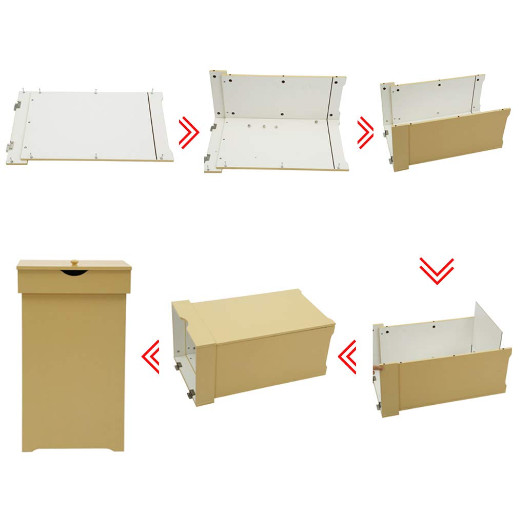 Function Home Kitchen Trash Can Country CottageTrashcan Wood Trash Bin Country Style Garbage Can Wooden Trash Can in-Home Recycling Bins 13 Gallon Outdoor Trash Cans Recycle Bin in Yellow