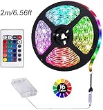 ACONDE Battery Powered LED Strip Lights, Remote Controlled, Multi-Color Changing, DIY Indoor and Outdoor Decoration, 6.56ft/2M, Waterproof