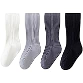 Bafeicao 3/4/5 Pack Toddler Baby Girls Tights Cable Knit Leggings Stockings Little Girl Cotton Pantyhose