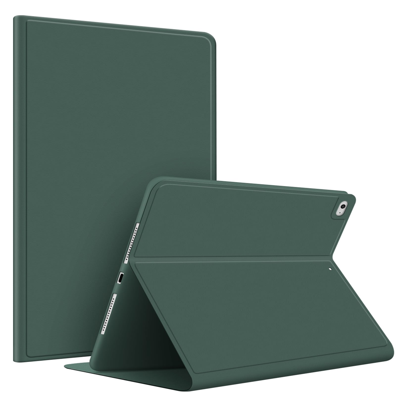 VAGHVEO iPad 9.7 inch 2017/2018 Case/iPad Air/Air 2 Cover, PU Leather Shockproof Smart Cases Shell Adjust Stand [Auto Wake/Sleep], Flexible Soft TPU Protective Back Cover for iPad 5th/6th, Dark Green — image 1