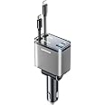 [2024 Upgraded] 4 in 1 Retractable Car Charger, SUPERONE Smaller Fast Car Phone Charger 69W with Cord, USB C and iPhone Car Charger Adapter, Compatible iPhone 15/15 Pro Max/14/13/12/11, Sumsung