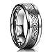 King Will DRAGON Men Tungsten Carbide Ring Wedding Band 8mm Silver Celtic Dragon Inlay Polish Finish
