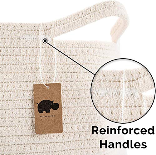 Little Hippo 2pc Large Cotton Rope Basket (18"x16") 100% Natural Cotton! Rope Basket, Woven Storage Basket, Large Basket, Blanket Basket Living Room, Toy Basket, Pillow Basket, Gray