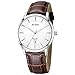 BUREI Men's Quartz Wrist Watches with Sapphire Crystal Brown Leather Strap