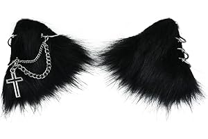 VIGVAN Cat Cosplay Ears Accessories Punk Gothic Cross Cat Ears Headbands Clips
