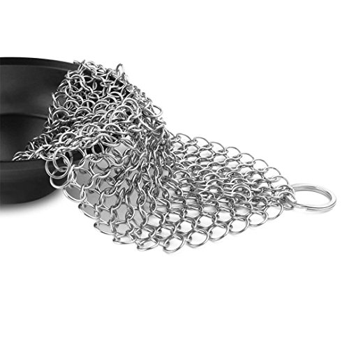 Staron 8"x 8" Stainless Steel Chainmail Scrubber 316 Cast Iron Cleaner Brush for Cast Iron Pan Skillet Pan Griddle Wok Grill Scraper Skillet Scraper (8 x 8" Sliver)