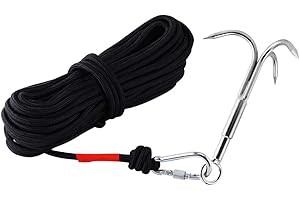 MHDMAG Grappling Hook, Carabiner Climbing with 3-Claw Stainless Steel Hooks for Retrieving, Outdoor Hiking, Tree Limb Removal,Middle