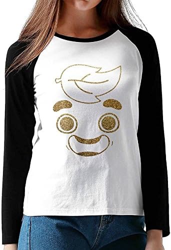 Liloian Women's Guava Juice Gold Foil 3/4 Long Sleeves Raglan T-Shirts