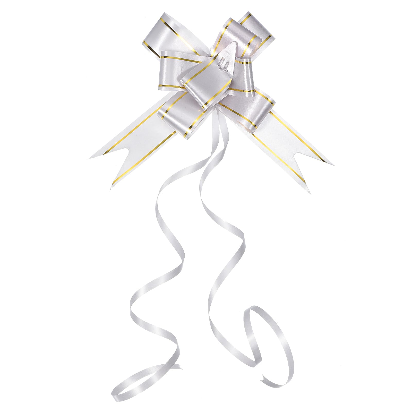 M METERXITY 40 Pack Pull Bows - Gold Thread Style Gift Wrap String Bow, (2.8" Silver Tone)