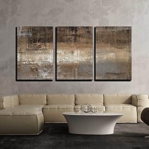 Abstract Canvas Wall Art Grey and Brown Painting Ready to Hanging - 16"x24"x3 Panels