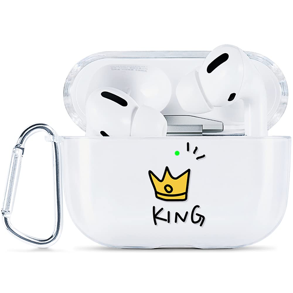 AKABEILA Case Compatible with Apple AirPods Pro Case with Carabiner Transparent Silicone Cute Design AirPod Pro 2019 Case Cover Front LED Visible Wireless Charging Case