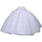 BBSET Women Puffy Crinoline Petticoat 6 Hoop 2 Tulle Layers Skirt Slips Long Underskirt for Quinceanera Wedding Bridal Dress