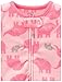 Simple Joys by Carter's Baby Girls' Cotton and Fleece Footed Sleep and Play, Pack of 2, Pink Elephants/Teal Blue Monkey, 6-9 Months