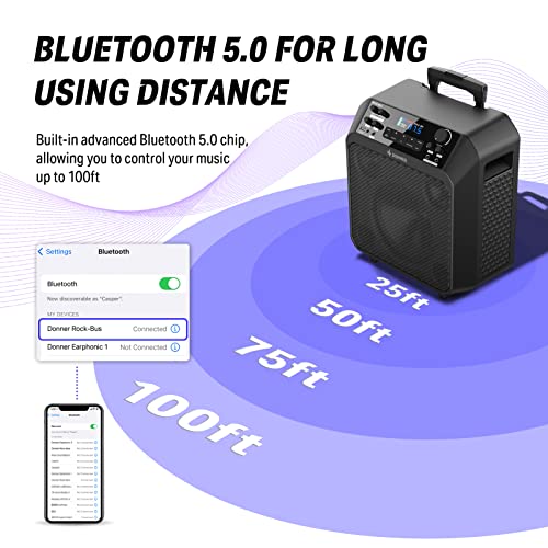 Donner Portable Bluetooth Speaker, PA System Subwoofer for Christmas