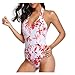 Women Halter Neck One Piece Bikini – Ladies Beach Leaf Print Padded Monokini Swimsuit – Summer Backless Beachwearthumb 2